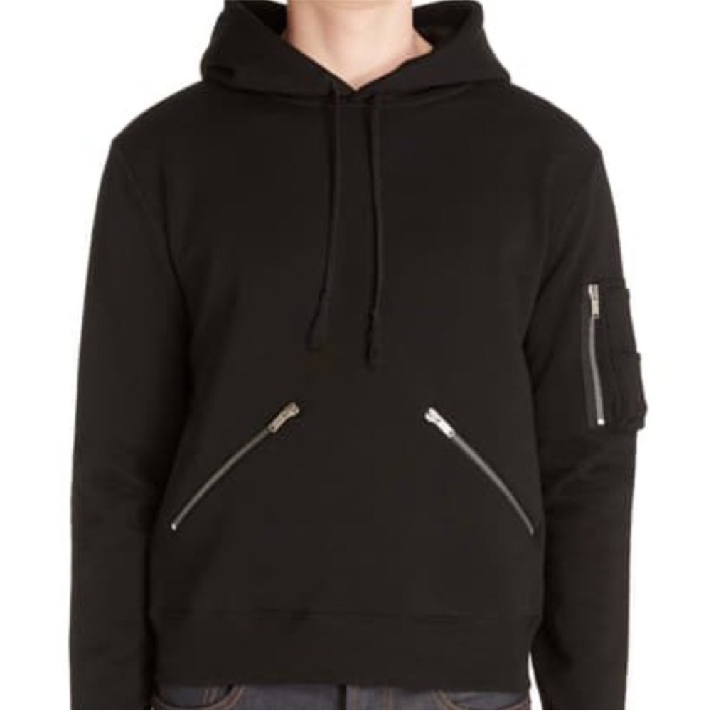 Saint Laurent 2019 Poches Zip Detail Cotton Hoodie